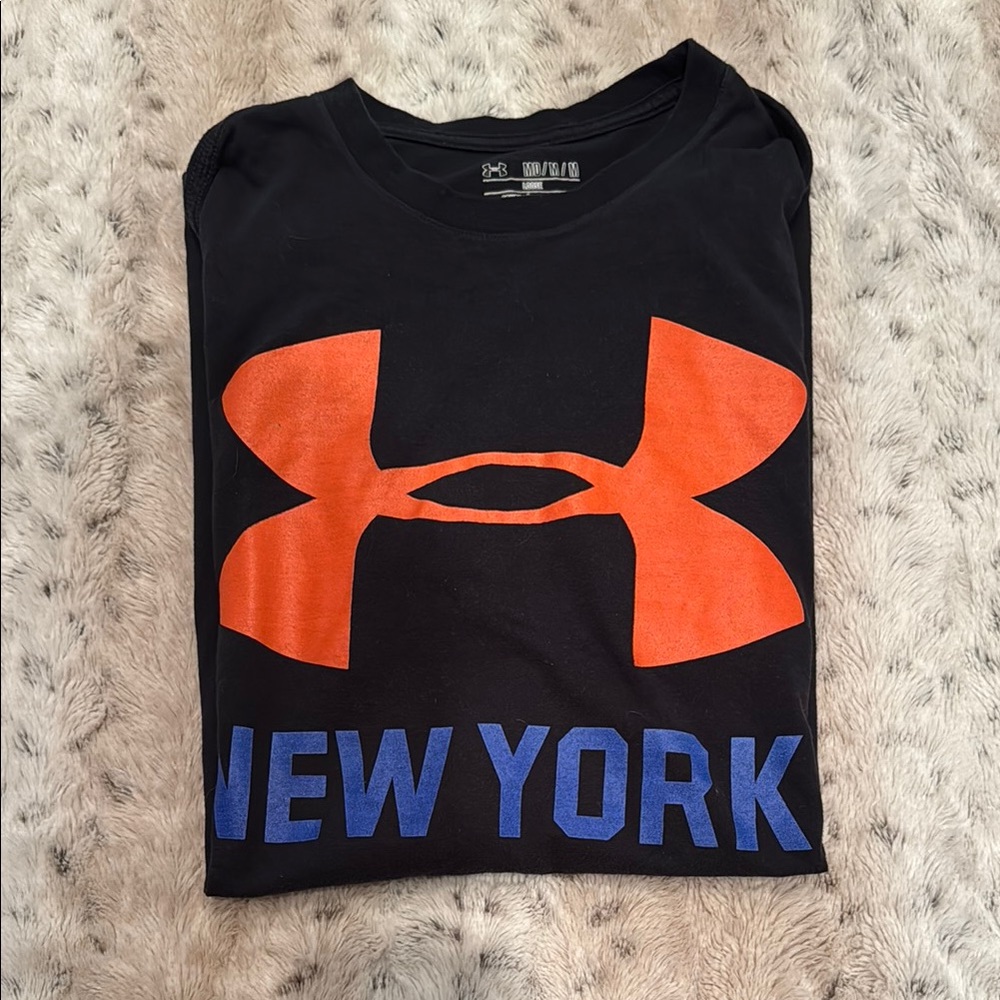 Under Armour Black and Orange and Blue Short Sleeve Tee Men’s Medium Shirt